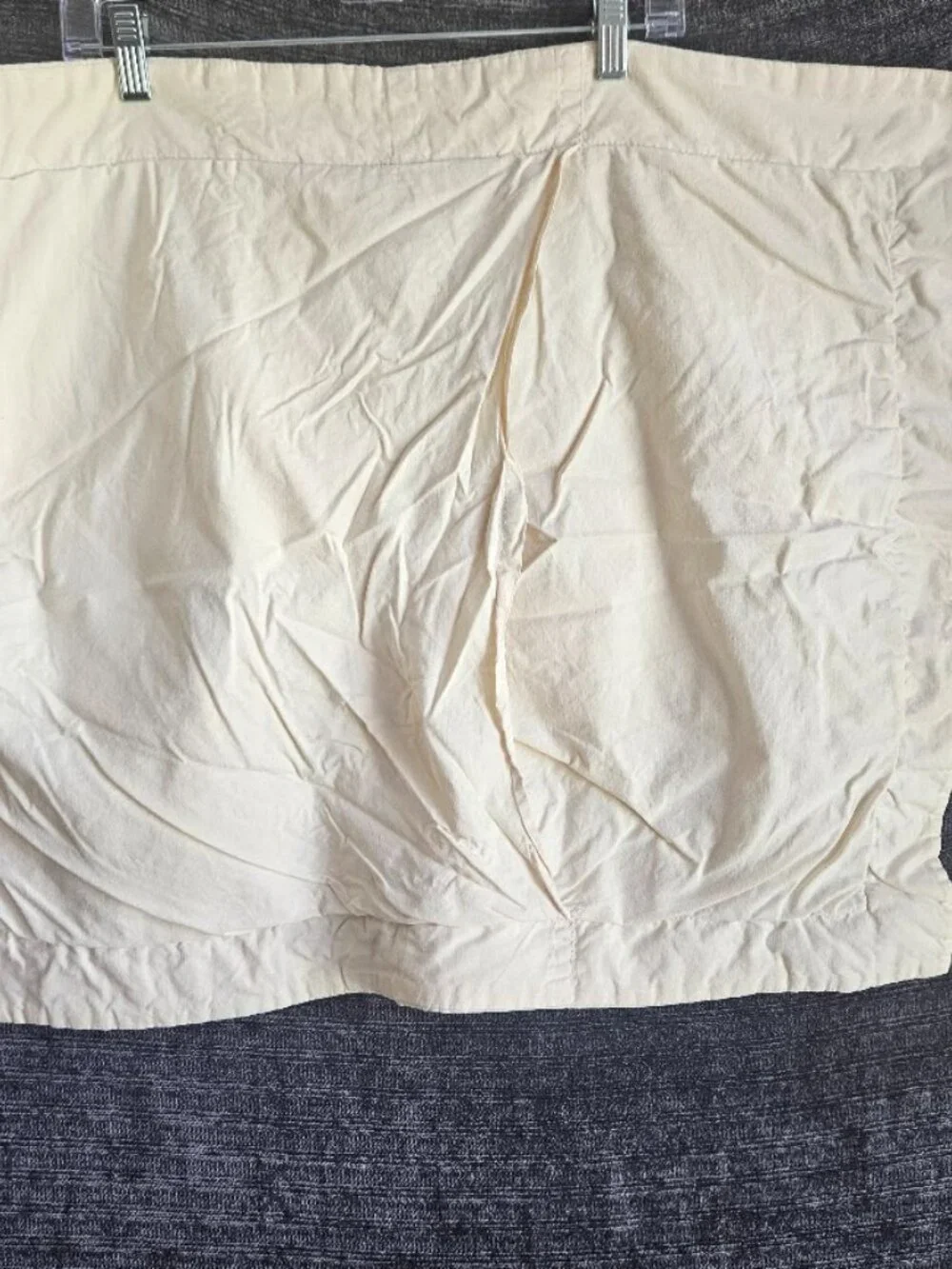 Vtg Two Beige Cotton Pillow Shams Quilted Cutout Lace Crochet Cottagcore 23x29